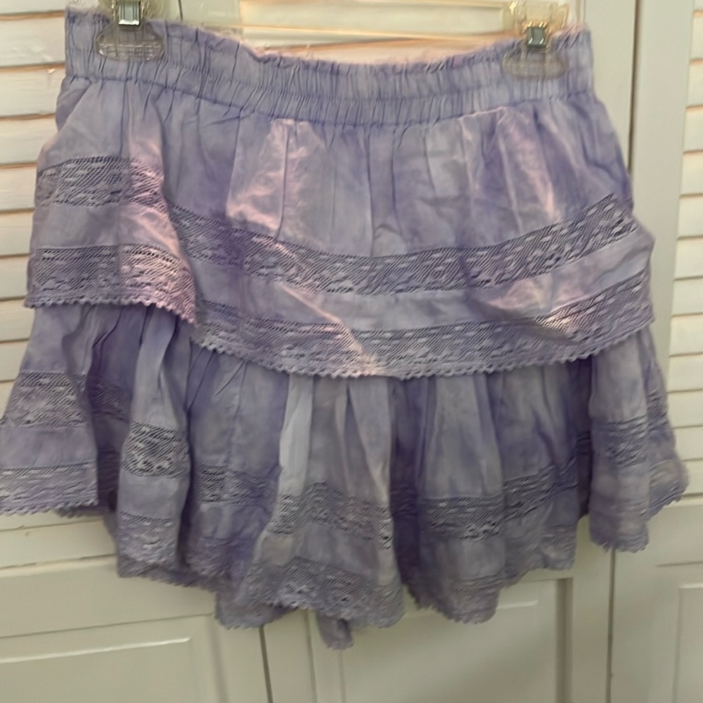 LoveShack Fancy purple ruffle mini heritage skirt
